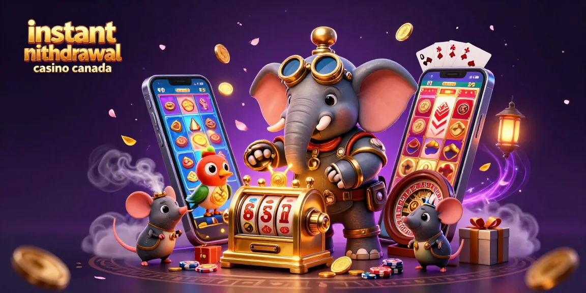 Engage in the thrill at an instant withdrawal casino Canada featuring a steampunk elephant celebrating fast payouts!