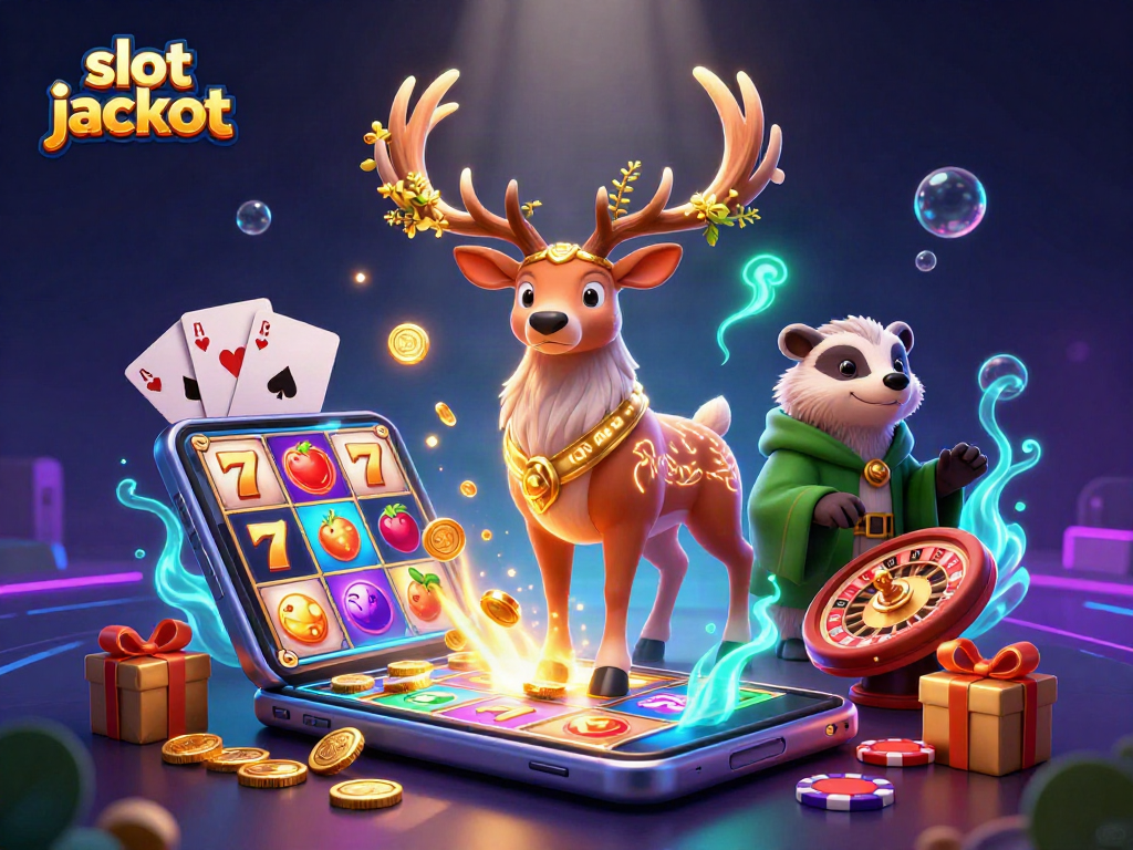 Experience the excitement of slot jackpot with this vibrant 3D casino illustration of a Celtic druid stag.